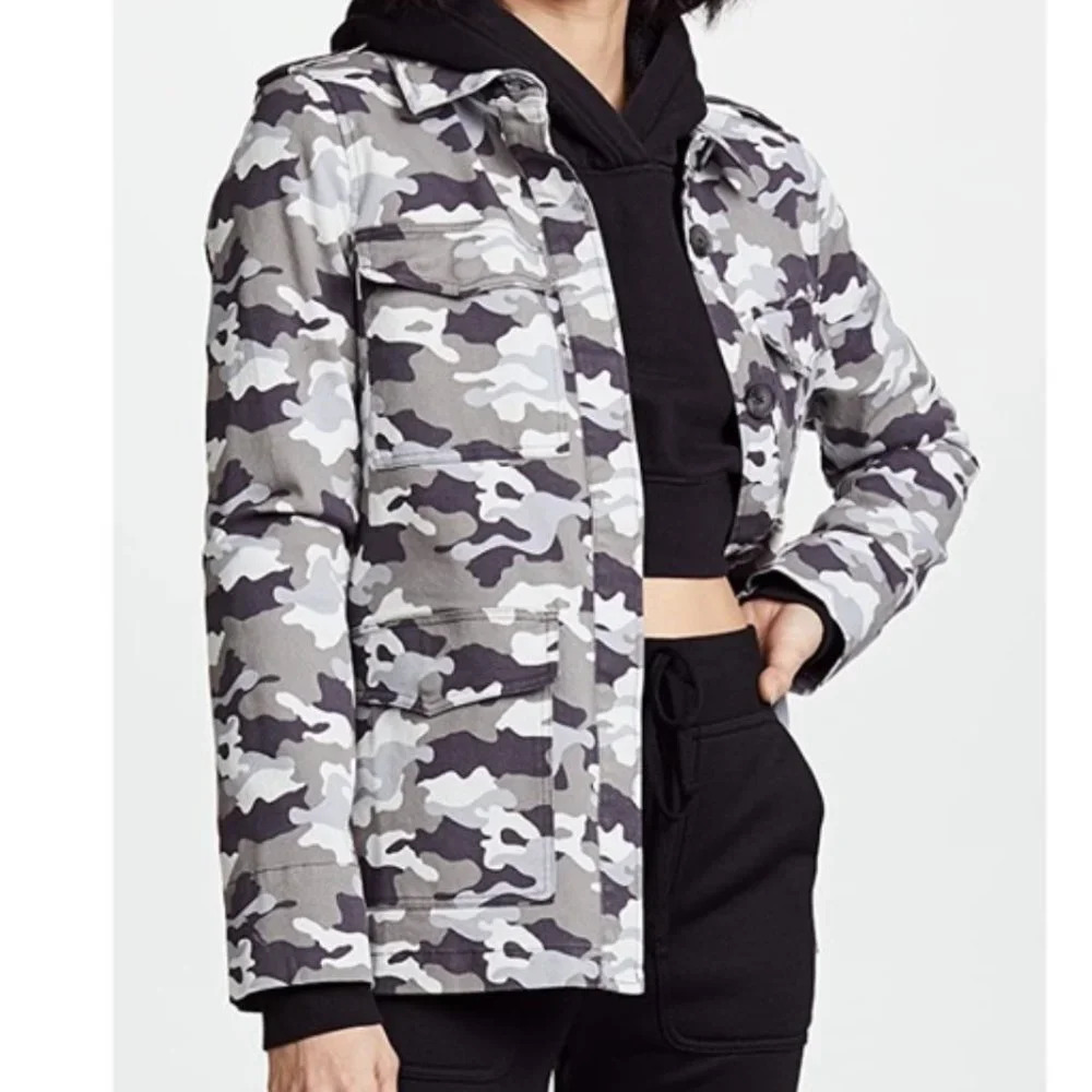 L’Agence Women's Cromwell Camo Print Military Style Utility Jacket Size Small